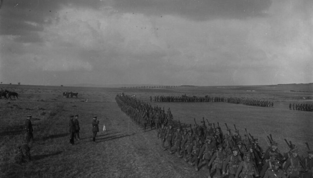 77_(Visit of Gen. Sir Sam Hughes to the Front) March Past of the 2nd Canadian Infantry Battalion. August, 1916